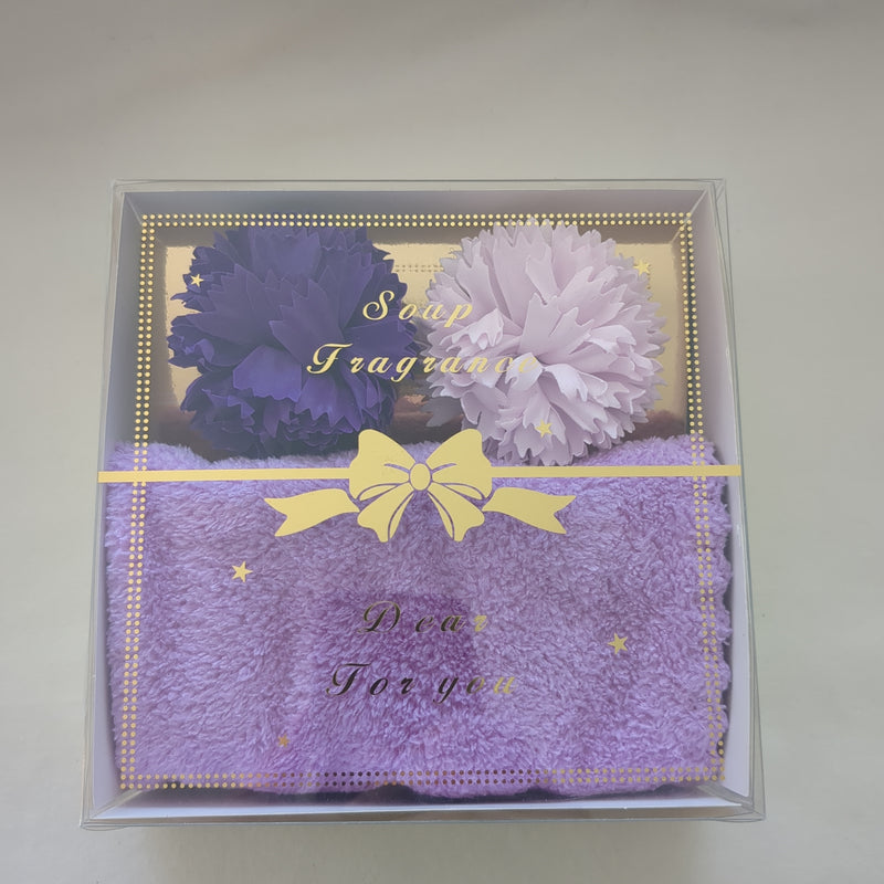 Carnation soap and face cloth set