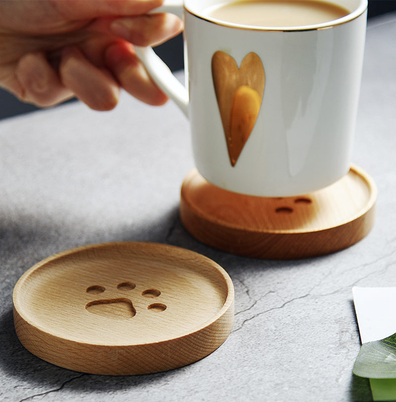 Cute and simple cat's claw wooden place mat /candle holder