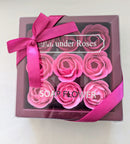 Set of 9 soap roses in box