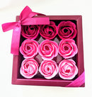 Set of 9 soap roses in box