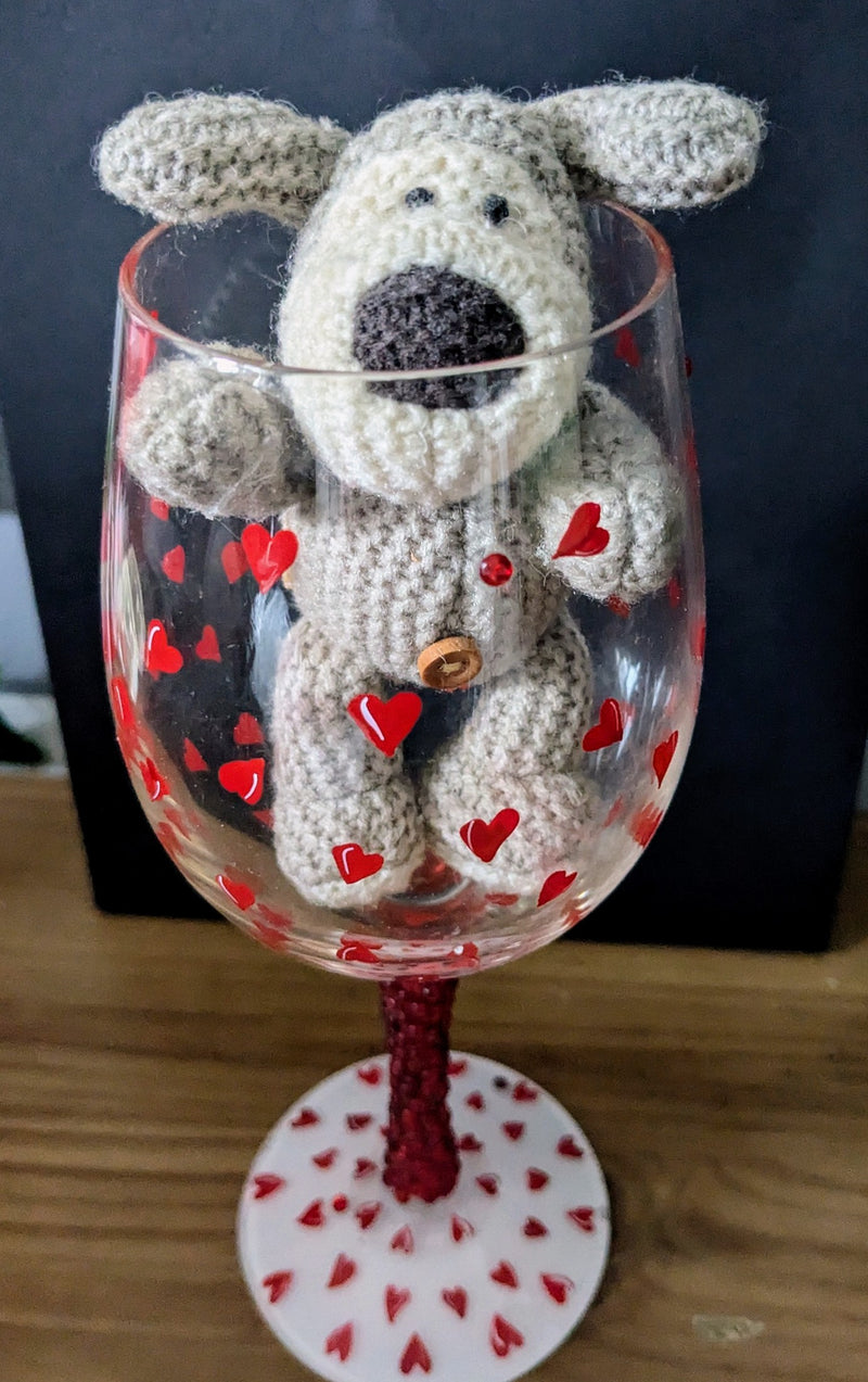 Glass of hearts valentine and Boof  dog