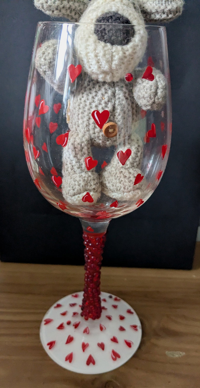 Glass of hearts valentine and Boof  dog