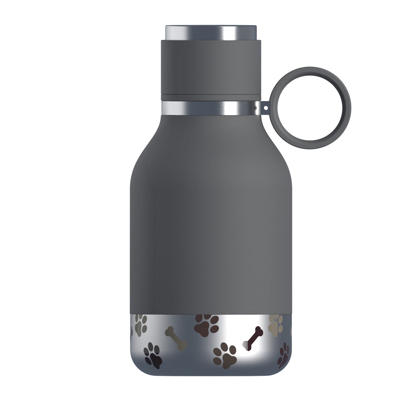 Water bottle flask for humans and dogs with detachable dog bowl