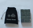 Whiskey stones x 9 in black velvet pouch gift set