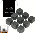 Whiskey stones x 9 in black velvet pouch gift set