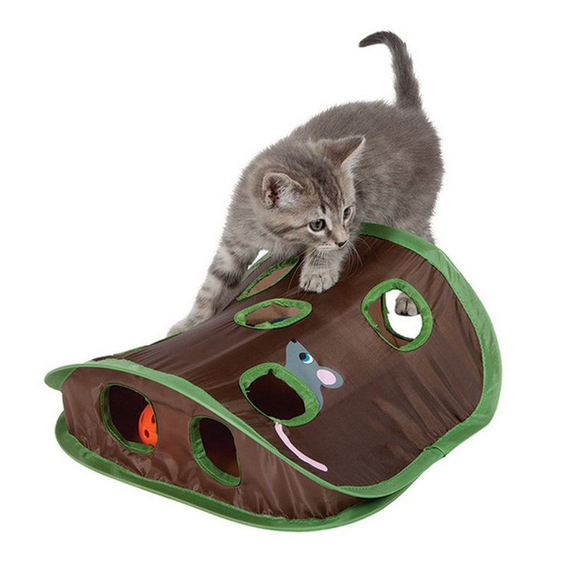 Cat Interactive Hide Seek Tunnel with Mouse Hunt Intelligence. Foldable Toys