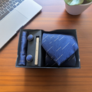 Mens tie cufflinks handkerchief set blue