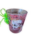 Halloween glass with glow in dark spider and candles
