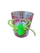 Halloween glass with glow in dark spider and candles