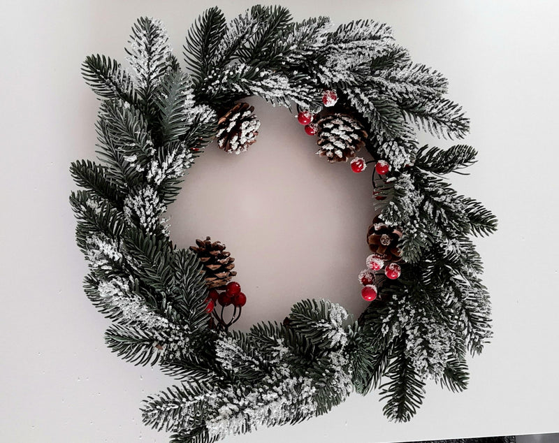 Festive decorative wreaths door hang table christmas pine snow party-0
