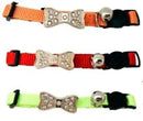 Diamante Bow cat collar with safety release. Pet collar-0