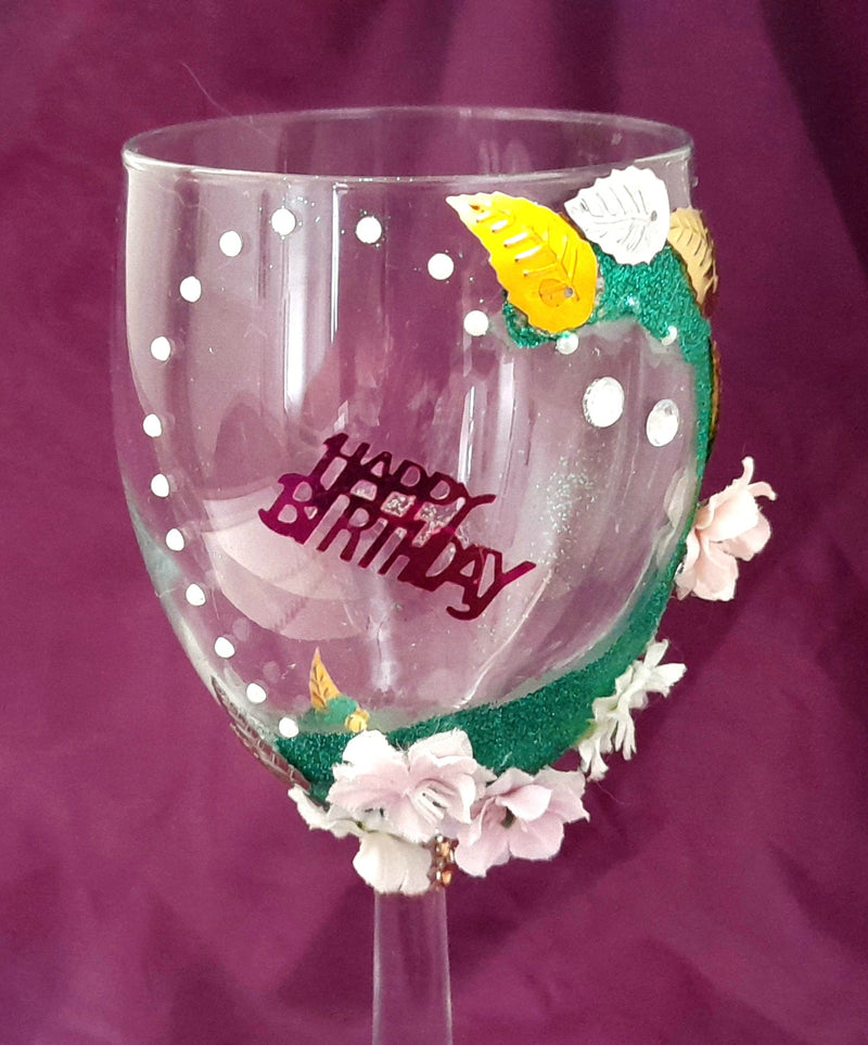 Birthday glass with flowers