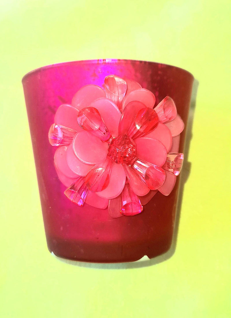 Pink flower tealight-0