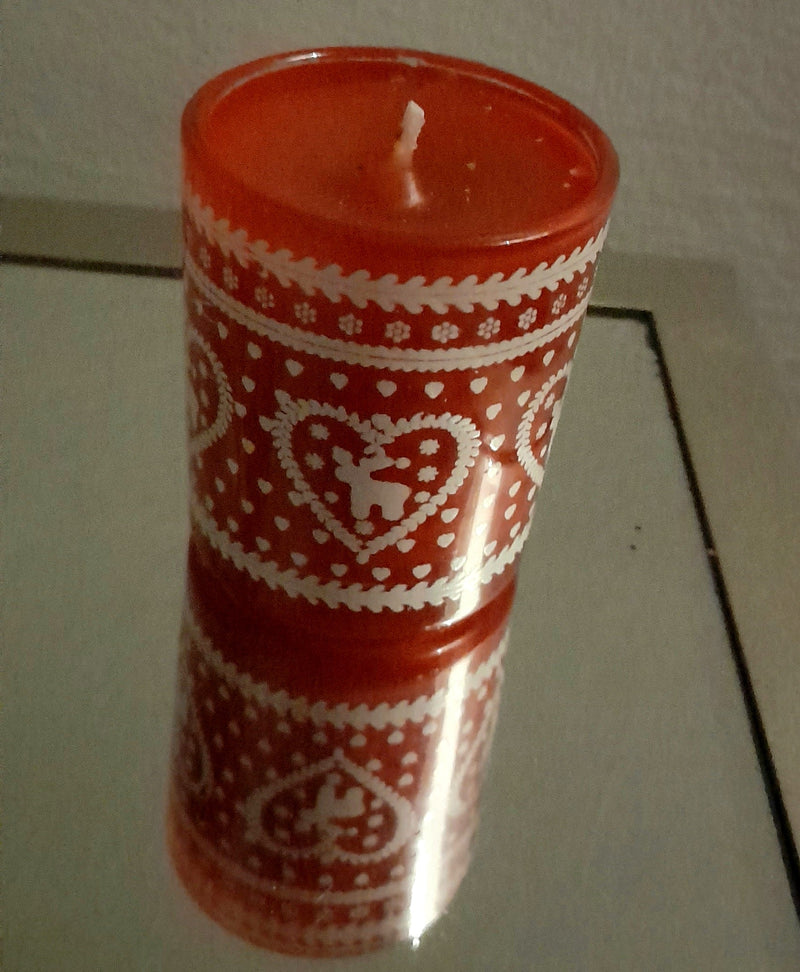 Christmas decorated scented candle. Reindeer