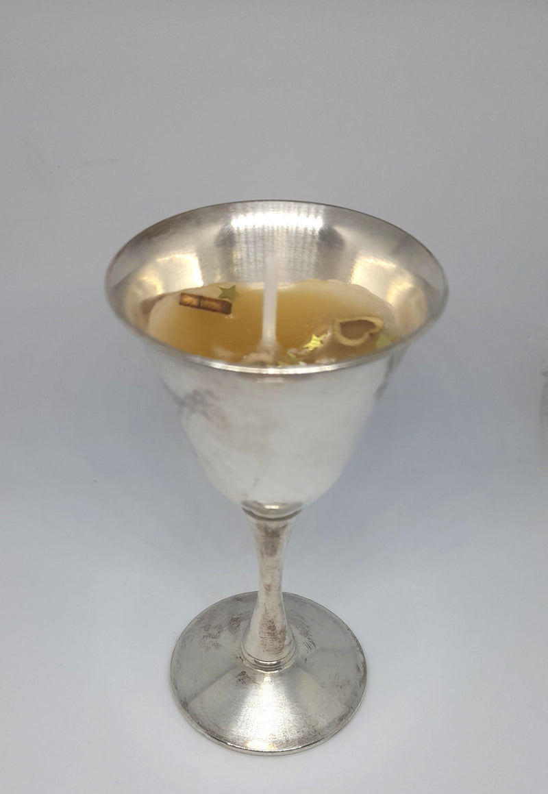 Silver plated goblet candles