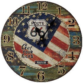 Route 66 coloured wall clock - Bundled Gifts