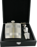 6oz Flask Set in Black Wooden Gift Box - Bundled Gifts