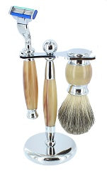 Ivory effect Mach 3 Shaving Set Badger Brush - Bundled Gifts
